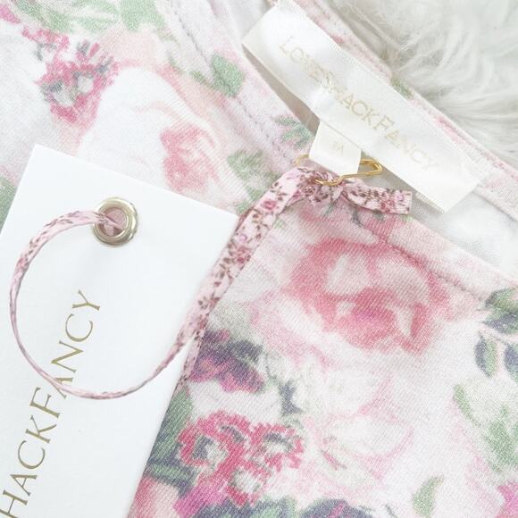 LoveShackFancy Women's Dalary Floral‎ Scoop Neck Puffed Sleeve Dress Size Medium - Picture 3 of 6